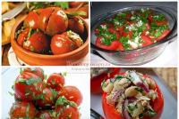 Как приготовить вкусные малосольные помидоры Рецепт соленых помидоров фаршированных зеленью и чесноком